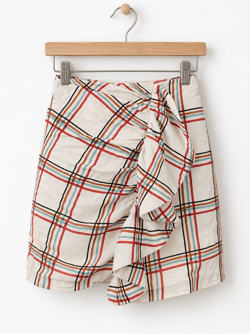 PatBO Windowpane Ruffle Mini Skirt Size 0 - Picture 4 of 6